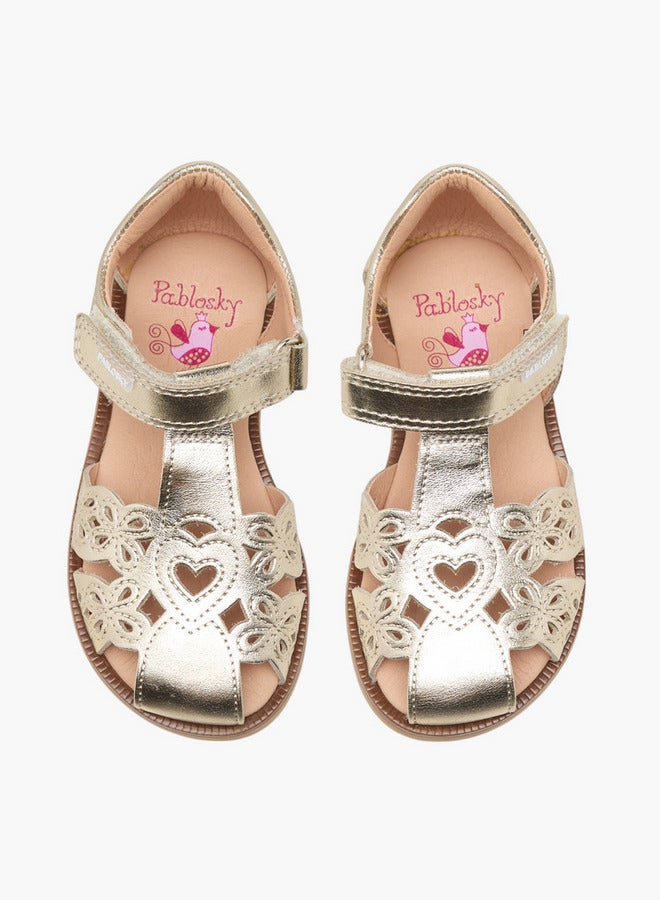 Pablosky Girls Cutout Detail Strap Sandals with Hook and Loop Closure  - Image 1