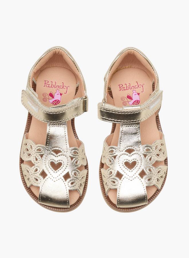 Pablosky Girls Cutout Detail Strap Sandals with Hook and Loop Closure - Image 1