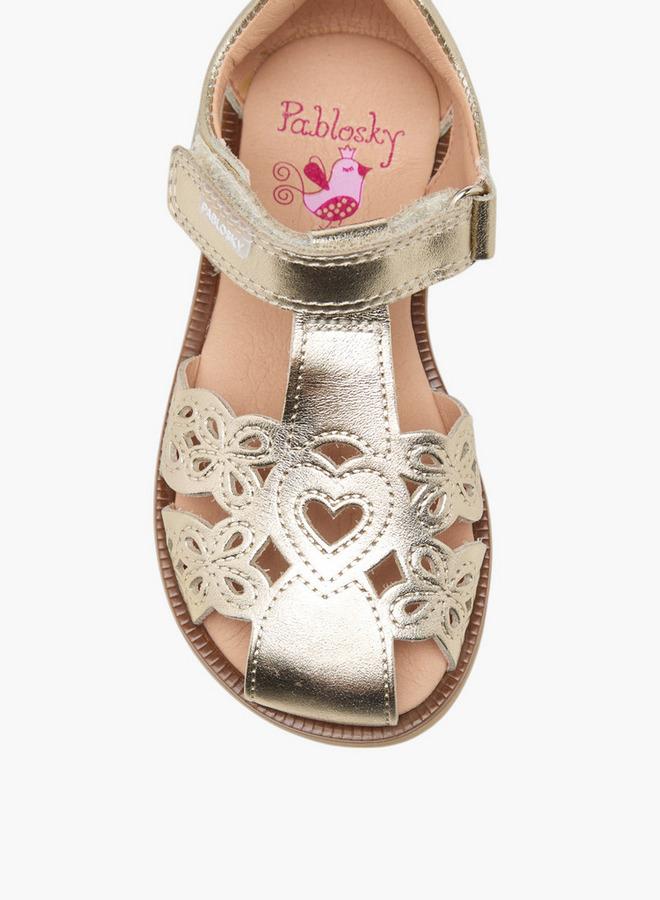 Pablosky Girls Cutout Detail Strap Sandals with Hook and Loop Closure - Image 2