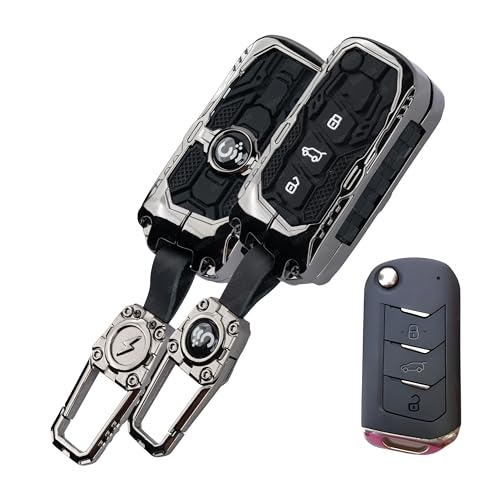 SHOPOFLUX Metal Key Cover Compatible with Mahindra Scorpio N | 3XO | XUV 300 | Marazzo | XUV 700 | XUV 400 ev | Bolero | Thar Roxx 3 Button Flip Key (Metal Silicone) - Image 1