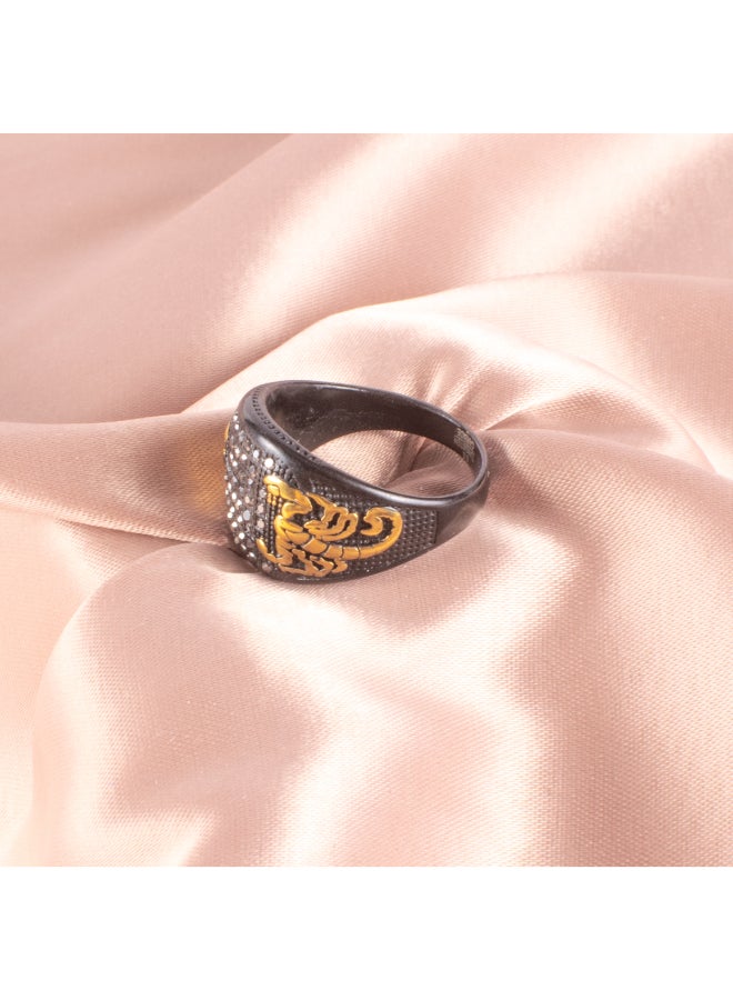 ذا بلاك بيرل اكسسوريز خاتم رجالي أستانليس ستيل أسود مرصع بفصوص الزيركون مقاس 9 - Image 3
