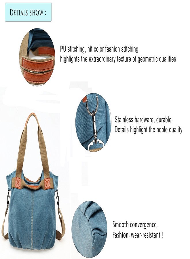 Chikencall Women Ladies Bags Vintage Hobo Canvas Daily Purse Shoulder Tote Shopper Handbag, One Size - Image 4