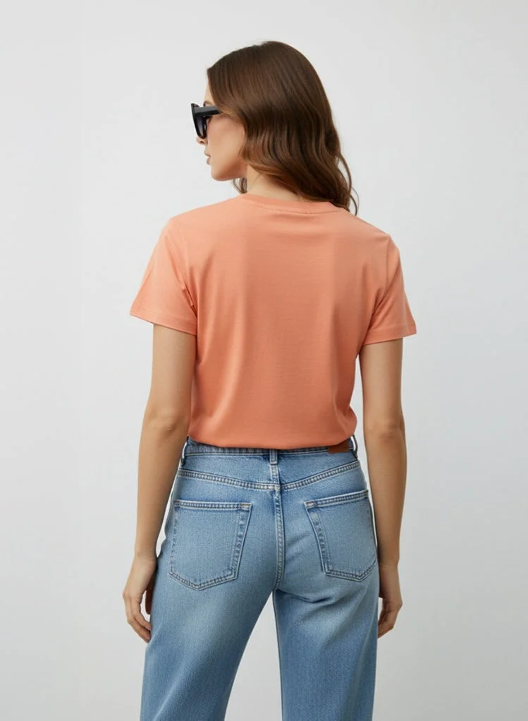 لعب البولو تيشيرت بناتي برسومات - برتقالي