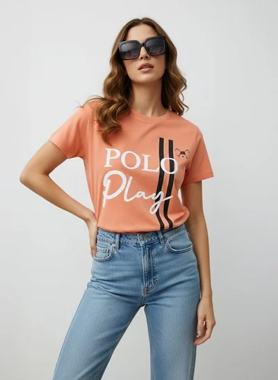 Polo Play Girls Graphic T-shirt -ORANGE