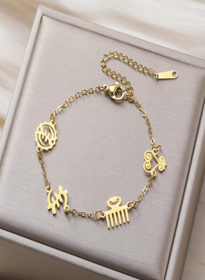 EUEAVAN African Wisdom Adinkra Symbols Bracelet Africa Map Anklet Egypt Amulet Adinkra Gye Nyame Ethnic Jewelry Country Pride Gift for Women Men (gold) - Image 3