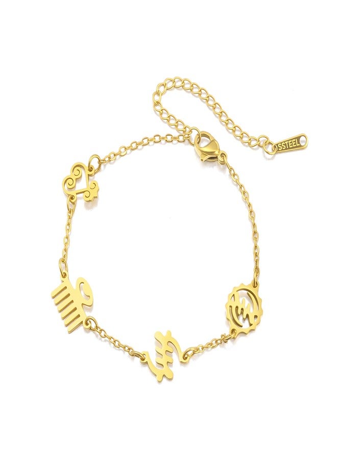 EUEAVAN African Wisdom Adinkra Symbols Bracelet Africa Map Anklet Egypt Amulet Adinkra Gye Nyame Ethnic Jewelry Country Pride Gift for Women Men (gold) - Image 1