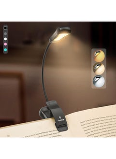Vekkia Luminolite Rechargeable Book Light  Reading Lights For Books In Bed  3 Colortemperature   3 Brightness  Clip On Book  Up To 70 Hours Lighting  Great For Readers  Travel  Black