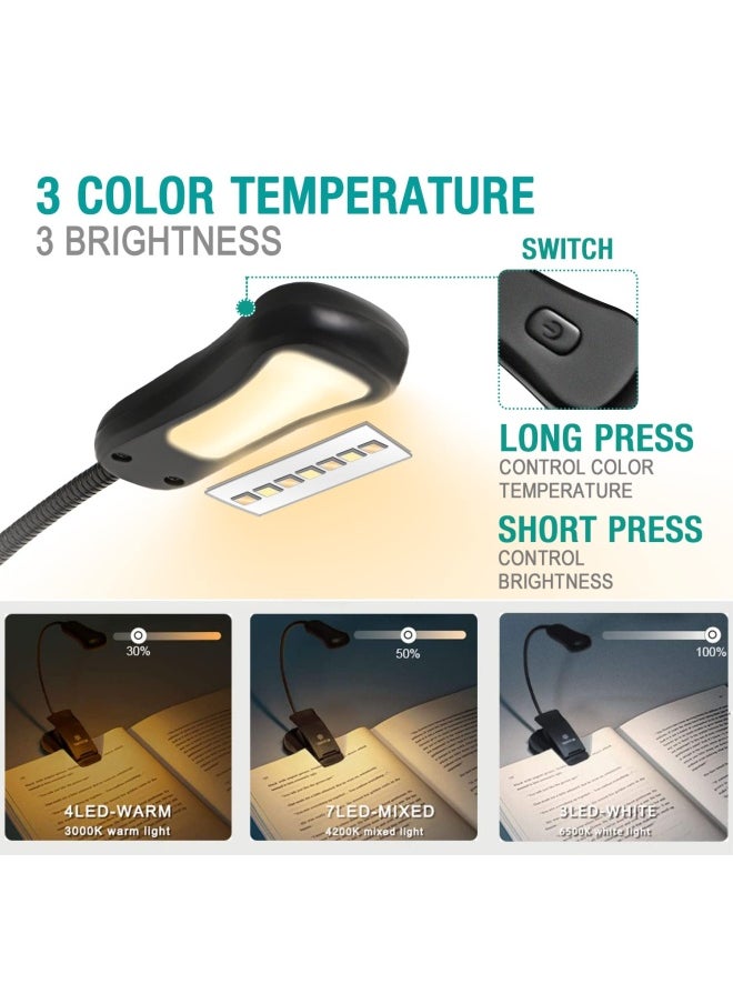 Vekkia - Vekkia Luminolite Rechargeable Book Light  Reading Lights For Books In Bed  3 Colortemperature   3 Brightness  Clip On Book  Up To 70 Hours Lighting  Great For Readers  Travel  Black - Image 1