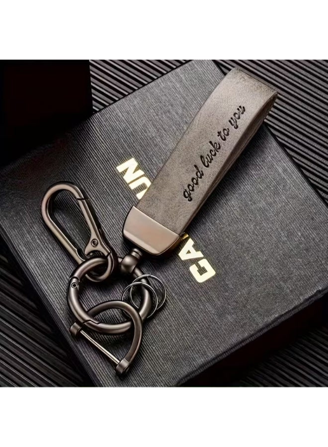 سلسلة مفاتيح سيارة من الجلد الصناعي (PU) مكونة من 3 قطع مع مشبك معدني، حامل مفاتيح فاخر ومتين للرجال والنساء، هدية أنيقة بلون موحد لمفاتيح السيارة - Image 5