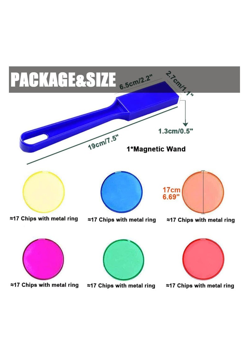 Magnetic Counting Kit for Kids - 6 Color Transparent Counters, Magnetic Tool & Stickers for Math Learning, Sorting & Family Games - Image 2