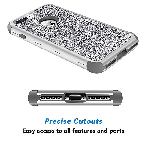 Hython Designed for iPhone 8 Plus, iPhone 7 Plus Case, Heavy Duty Defender Protective Bling Glitter Sparkle Hard Shell Hybrid Shockproof Rubber Bumper Cover, Gray - Image 4