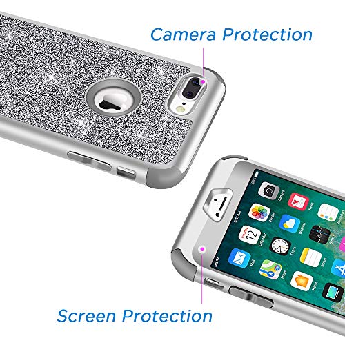 Hython Designed for iPhone 8 Plus, iPhone 7 Plus Case, Heavy Duty Defender Protective Bling Glitter Sparkle Hard Shell Hybrid Shockproof Rubber Bumper Cover, Gray - Image 5