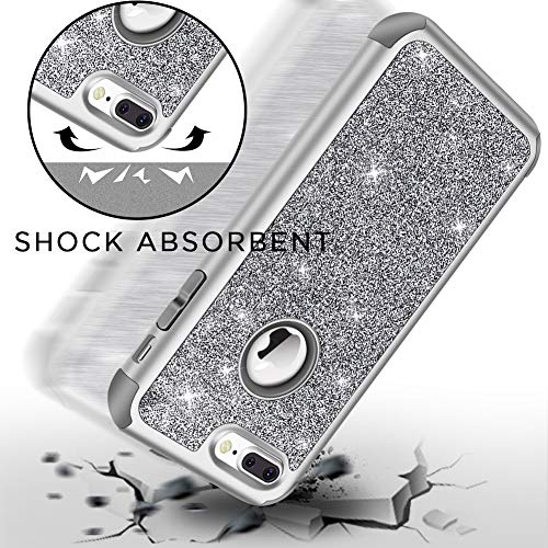 Hython Designed for iPhone 8 Plus, iPhone 7 Plus Case, Heavy Duty Defender Protective Bling Glitter Sparkle Hard Shell Hybrid Shockproof Rubber Bumper Cover, Gray - Image 2
