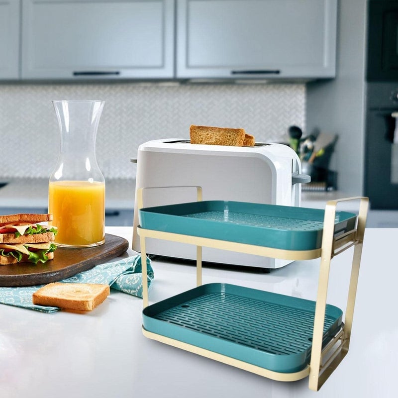 Dhadh FruitsVegetables Kitchen Rack Plastic Double Drain Shelf Organiser Multipurpose Storage Rack for Bathroom - Image 1