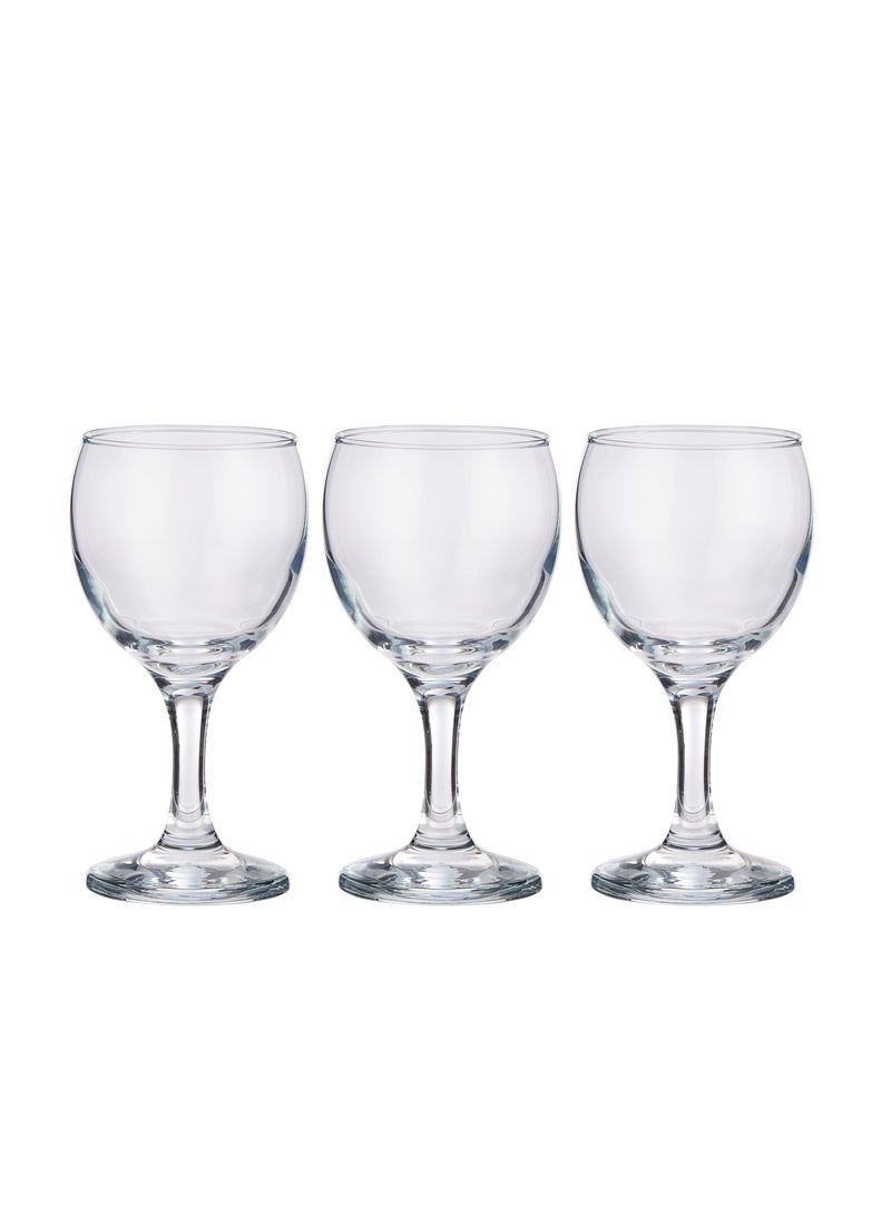 LAV 3 Pieces Misket Wine Glass, 170 Ml - Clear - Image 2