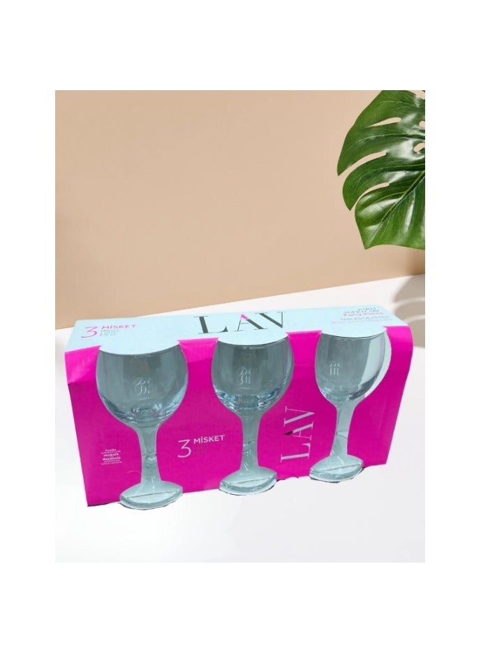 LAV 3 Pieces Misket Wine Glass, 170 Ml - Clear - Image 4