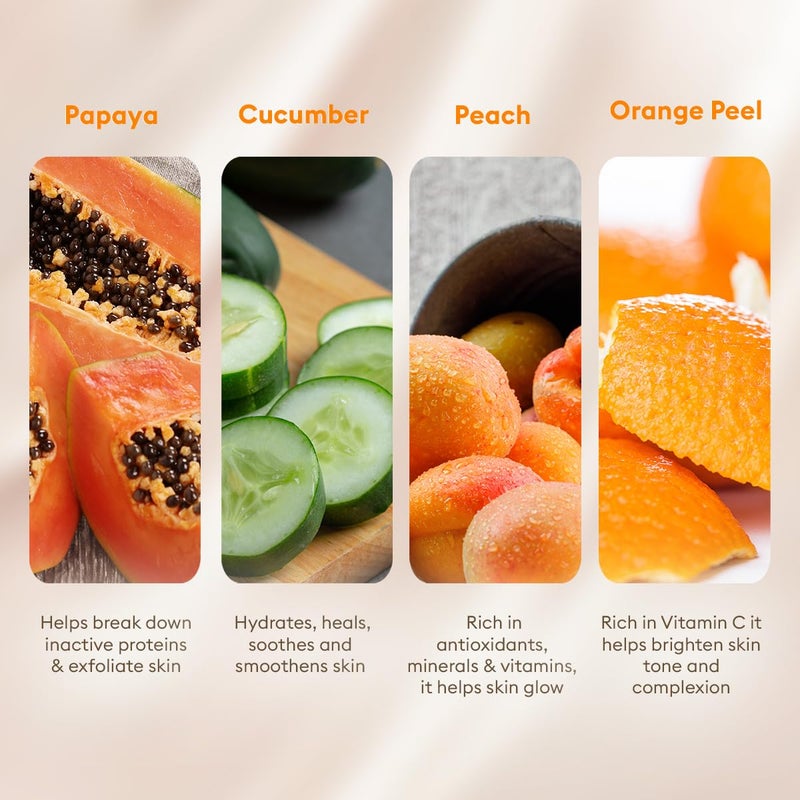 VLCC Papaya Fruit Facial Kit 60g Glowing Blemish Free Skin With Papaya Cucumber Peach and Orange Peel Extracts Glowing at Home Facial Kit - Image 5