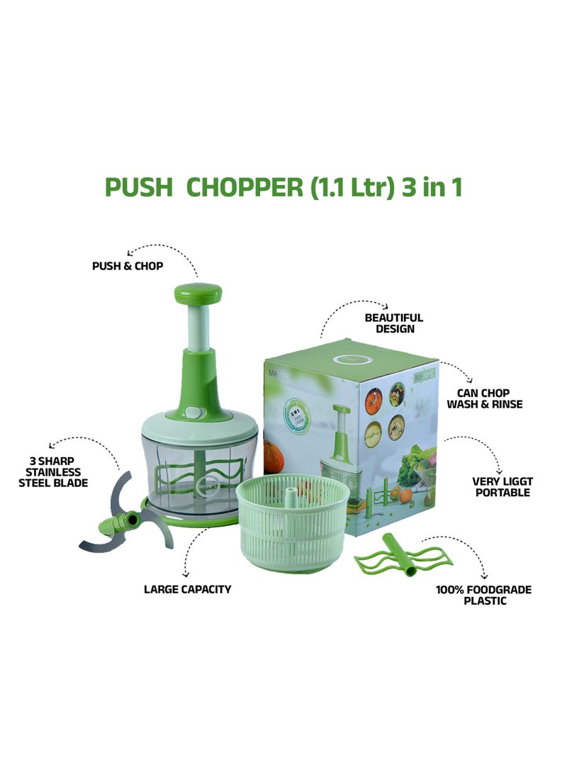 MOVE ON - 1.1 Litre 3 In 1 Push Chopper with Wash Basket - Image 1