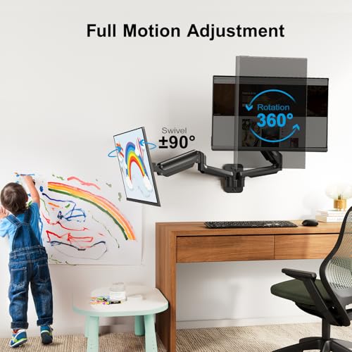 HUANUO Dual Monitor Wall Mount for 17-32 Inch Computer Screen Mount (4.4-17.6lbs Per Arm) - VESA 75x75/100x100 Height Adjustable Stand for Dual Monitors - Home Office Desk Setup - Image 4