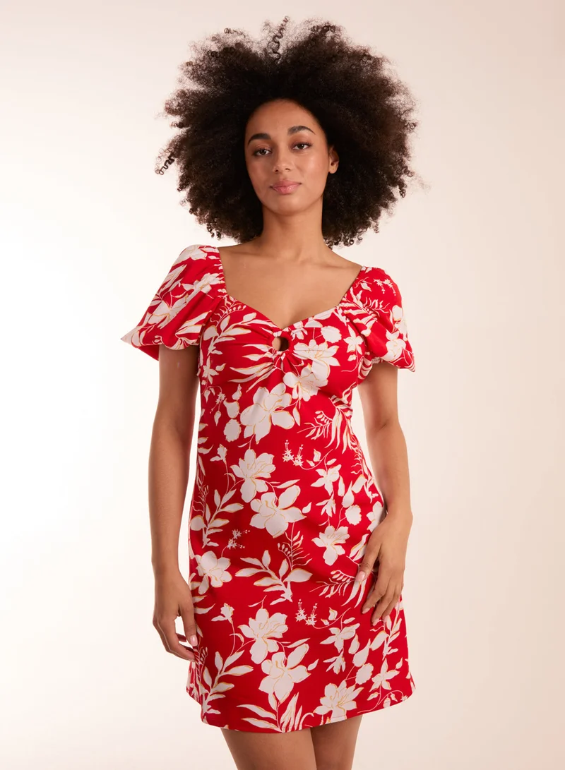 Blue Vanilla Ring Detail Milkmaid Mini Dress