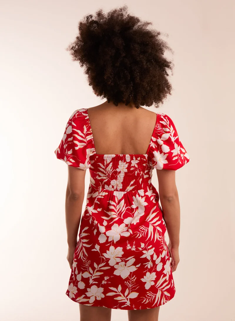 Blue Vanilla Ring Detail Milkmaid Mini Dress