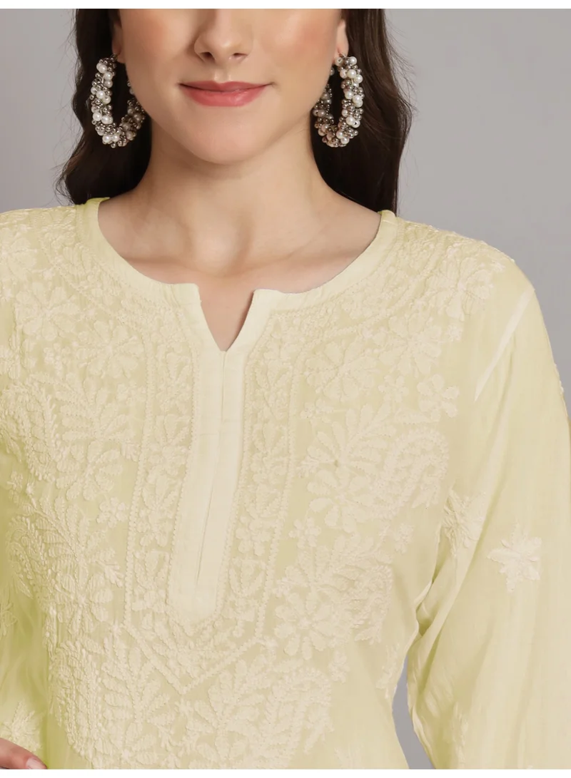 Alaya Women Hand Embroidered Lucknowi Chikankari Modal Kurta Set AL3662