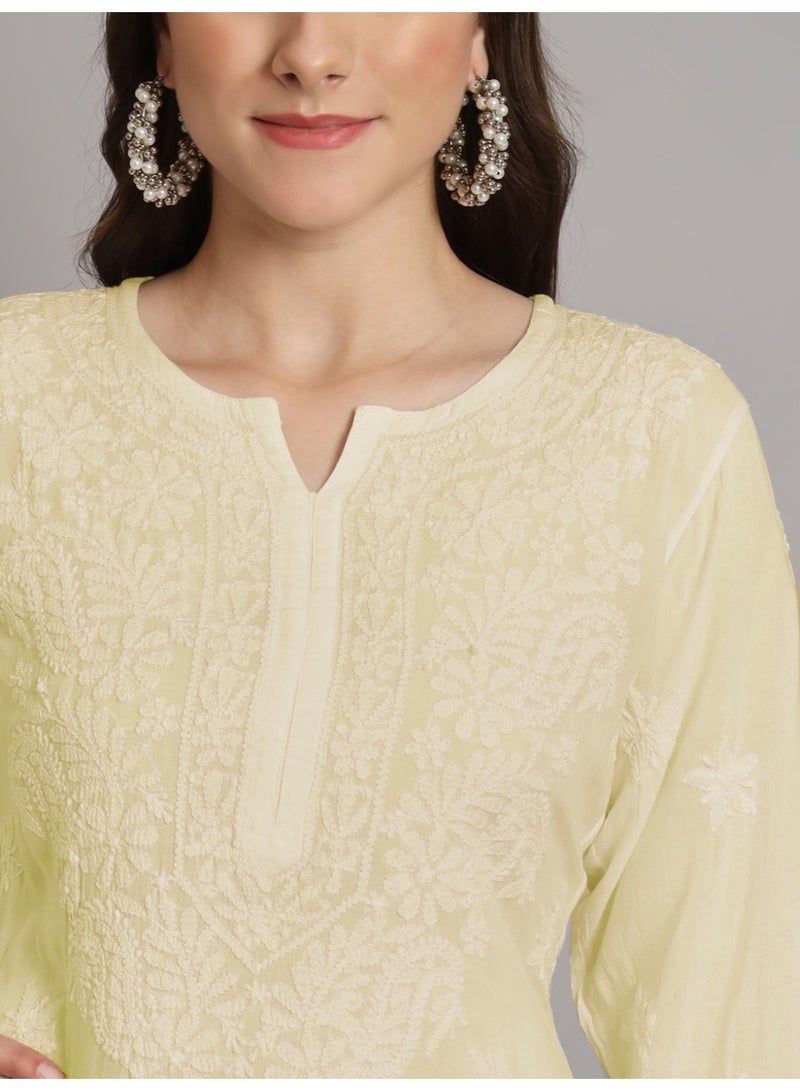 Alaya Women Hand Embroidered Lucknowi Chikankari Modal Kurta Set AL3662 - Image 5