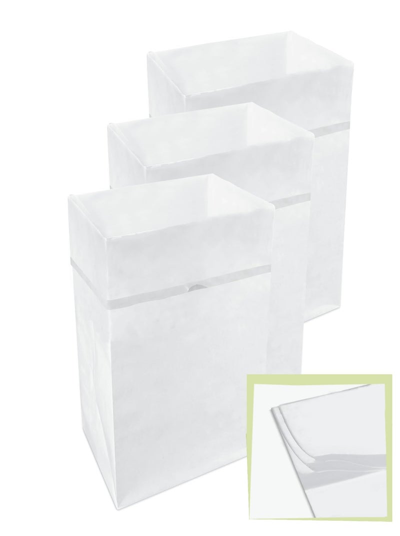 Clean Cubes 30 Gallon Disposable PopUp Trash Cans 3Pack MultiLiner with Fitted Bags  Foldable Garbage  Recycling Bins for Parties Events  Kitchen White 30 H x 14 W x 17 D