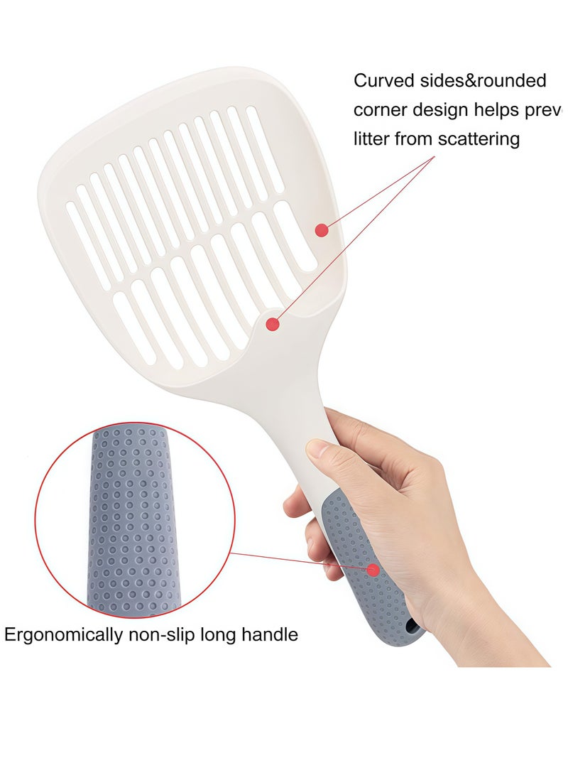 Generic Cat litter scoop stainless steel mesh scoop long handle deep scoop plastic cat litter scoop suitable for cat litter box kitten feces lifter 9mm hole ordinary cat litter scoop 29.5x12.8x3cm  - Image 2