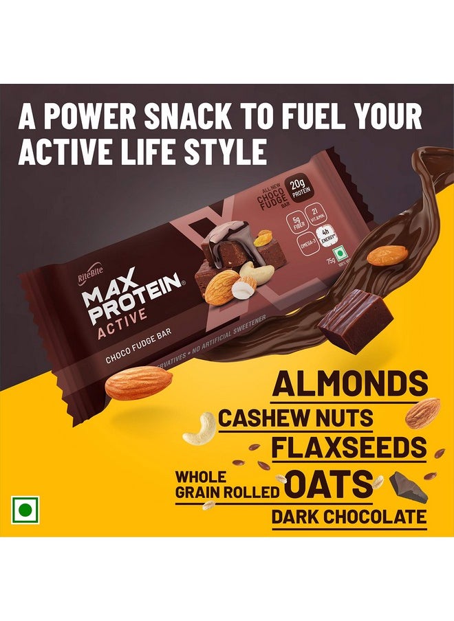 RiteBite Max Protein Active Choco Fudge Protein Bars With 20G Protein, 5G Fiber & 21 Vit. & Minerals | No Cholesterol & Trans Fat For Upto 4H Of Energy, Healthy Snack, 75G (Pack Of 6)  - Image 2