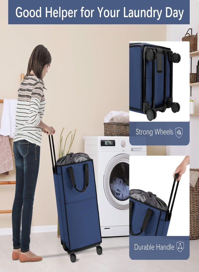 Bukere Rolling Laundry Hamper with Wheels, Large 90L Freestanding Collapsible Laundry Basket Bag for Clothes Storage, Heavy Duty Removable Wheeled Cart for College Dorm Apartment Laundry Room Bathroom - Image 2