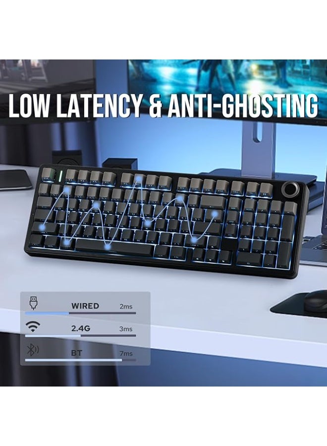 EPOMAKER X AULA F99 PRO Wireless Gaming Keyboard, Hot Swappable, 2.4GHz/Type-C/BT5.0 Custom Mechanical Keyboard with 8000mAh Battery, RGB Backlit (Black Gradient) - Image 3