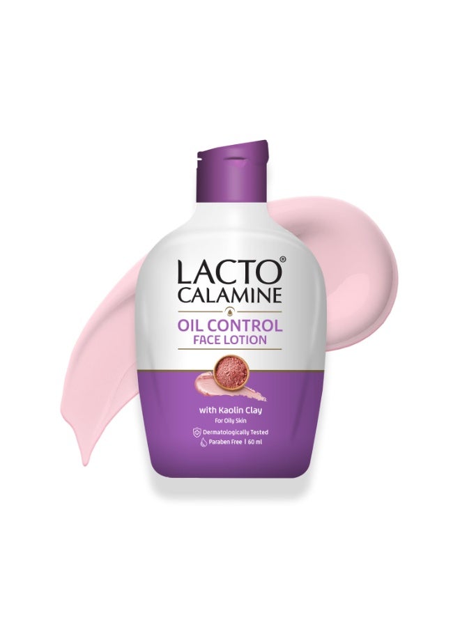 Lacto Calamine Face Lotion | 60 ml | Daily Moisturizer For Face - Oily Skin | Kaolin Clay, Glycerine & Zinc Oxide | Abosrbs Excess Oil | Fights Pimples, Darkspots & Blackheads | Body Lotion - Image 1
