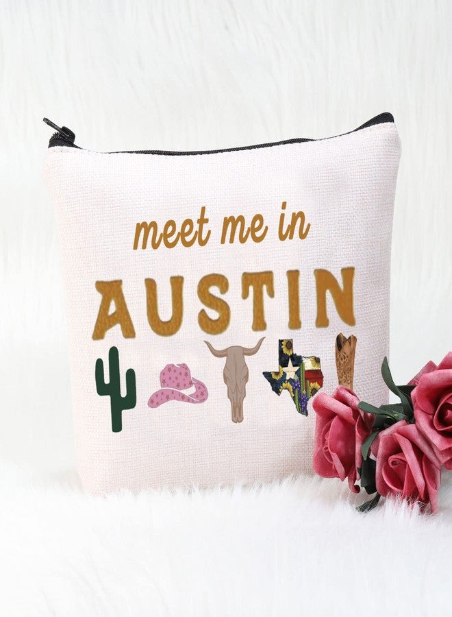 POFULL Austin Gifts Texas Bachelorette Party Makeup Bag Meet Me in Austin Travel Cosmetic Pouch - Image 4