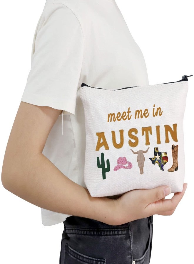 POFULL Austin Gifts Texas Bachelorette Party Makeup Bag Meet Me in Austin Travel Cosmetic Pouch - Image 5
