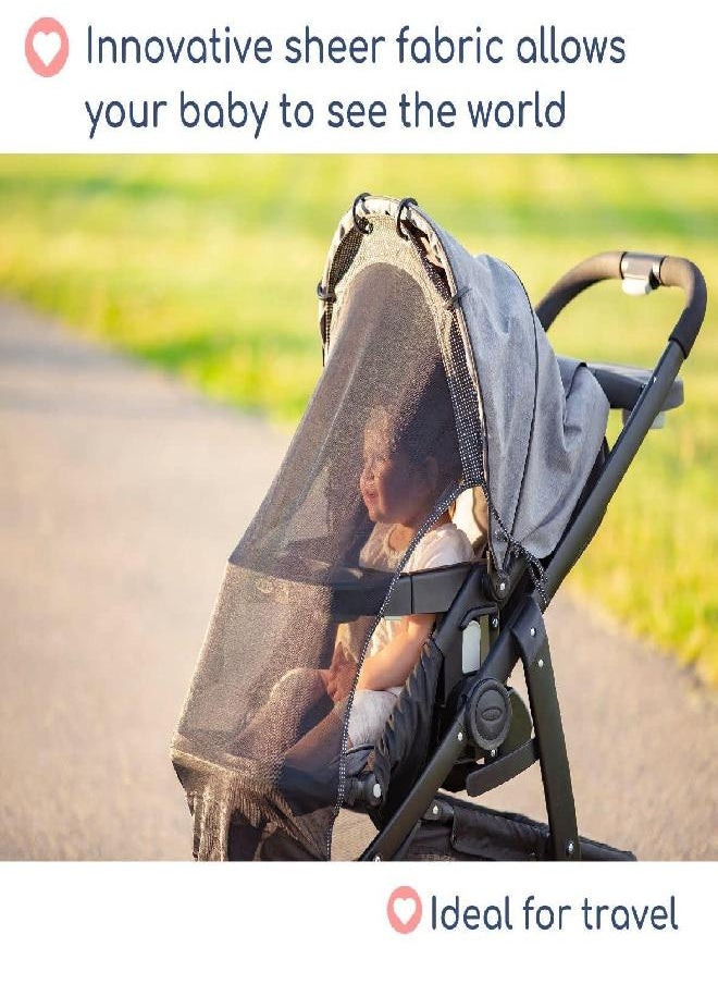IntiMom - Sun Shade for Strollers (Large Original). Universal Adjustable SPF 30+ Sunshade with See Through. Your Baby Will The World and Will Be Protected. Stroller Sun Shade Extender by IntiMom - Image 1