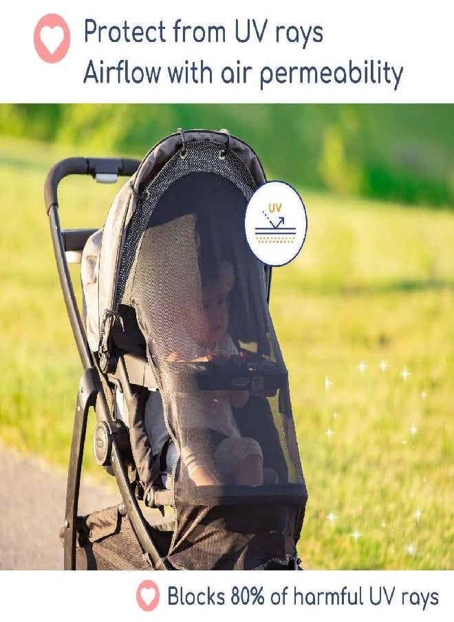 IntiMom - Sun Shade for Strollers (Large Original). Universal Adjustable SPF 30+ Sunshade with See Through. Your Baby Will The World and Will Be Protected. Stroller Sun Shade Extender by IntiMom - Image 1