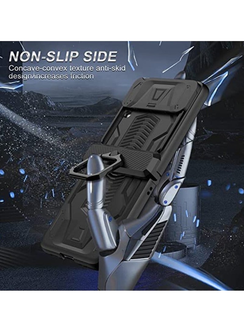 جولدن ماسك لموبايل سامسونج Z فليب 4 بتصميم عسكري مع عدسة منزلقة مع حلقة - (اسود) - Image 4