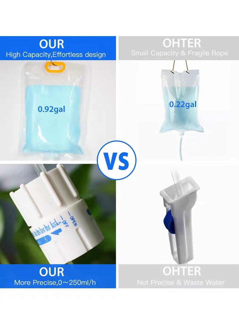 SOLARAE 3.5 Litre Plant Life Drip Bag, 4 Pcs with Adjustable Flow Automatic Plant Watering System Unit, Waterer for Potted Plants, 4 Pcs Hooks for Vacation Indoor and Outdoor Plant Watering Bags - Image 4