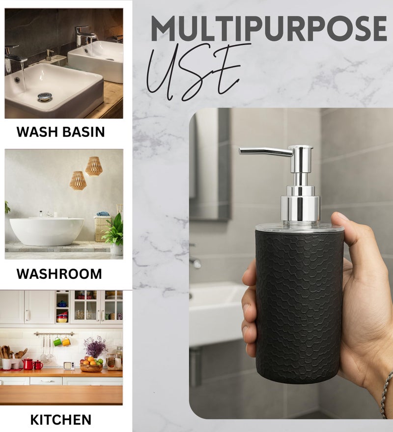 Emoh Roced Refillable Liquid Soap Dispenser – Unbreakable Plastic Pump Bottle for Handwash, Sanitizer, Lotion, or Shampoo | Reusable Bathroom & Kitchen Dispenser (250ml) (Black, Pack of 1) - Image 2