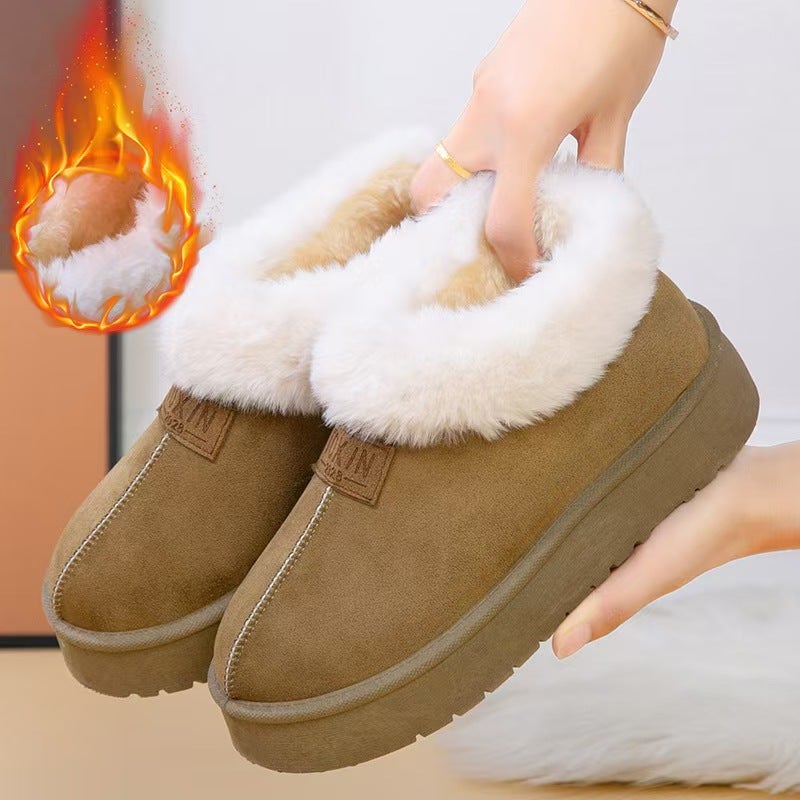 Winter Velvet Short Snow Boots For Women, Thickeneded Warm Thick Soles, Heightening Snow Boots, Outer Wear Cotton Shoes, - Image 5