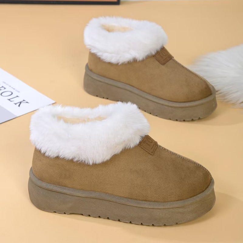 Winter Velvet Short Snow Boots For Women, Thickeneded Warm Thick Soles, Heightening Snow Boots, Outer Wear Cotton Shoes, - Image 3
