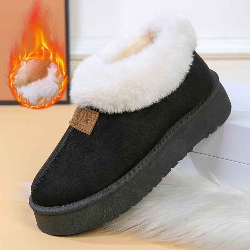 Winter Velvet Short Snow Boots For Women, Thickeneded Warm Thick Soles, Heightening Snow Boots, Outer Wear Cotton Shoes, - Image 2