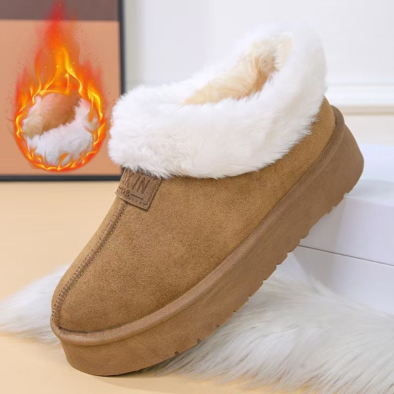 Winter Velvet Short Snow Boots For Women, Thickeneded Warm Thick Soles, Heightening Snow Boots, Outer Wear Cotton Shoes, - Image 1