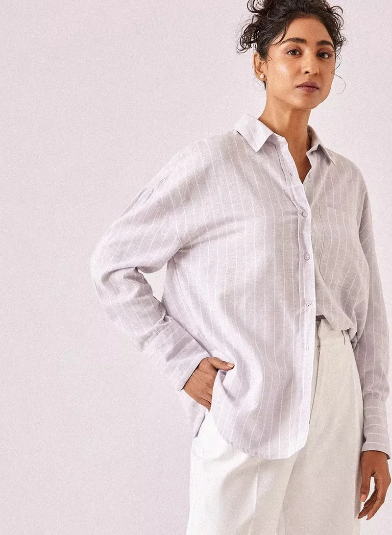 The Label Life Striped Oversized Shirt