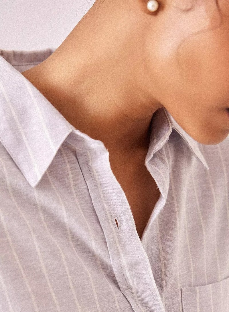 The Label Life Long Sleeves Striped Oversized Shirt for Women - Image 2