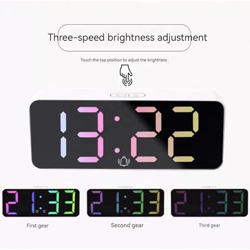 DAYANIDHI Digital Alarm Clock, RGB Color Display, Night Light Dimmer, USB Ports, Super Loud Alarm for Heavy Sleepers, Table Clock (RGB Colour) - Image 4