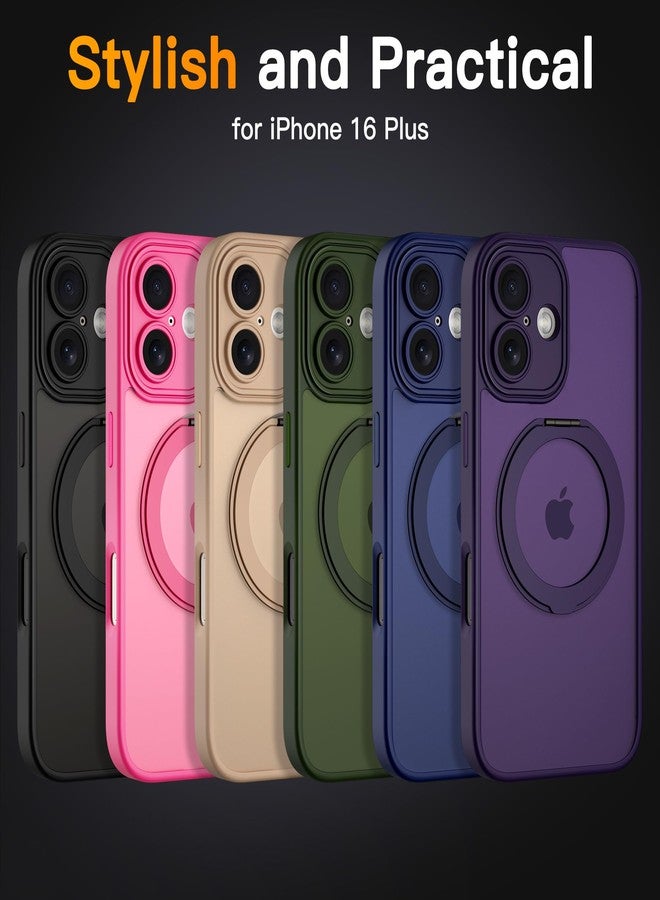 COOLQO Magnetic for iPhone 16 Plus Case with Stand, Compatible with MagSafe, Military Grade Drop Protection, Translucent Matte Scratch-Resistant Back Protective Shockproof Slim Phone Case, Black - Image 2