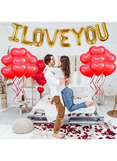 KATCHON I Love You Balloons And Heart Balloons Pack Of 30 | Red Heart Balloons For Romantic Decorations Special Night | I Love You Balloons For Him Her | Heart Shaped Balloons For Anniversary Birthday  - Image 3