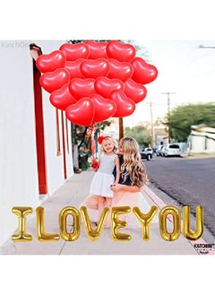 KATCHON I Love You Balloons And Heart Balloons Pack Of 30 | Red Heart Balloons For Romantic Decorations Special Night | I Love You Balloons For Him Her | Heart Shaped Balloons For Anniversary Birthday  - Image 5